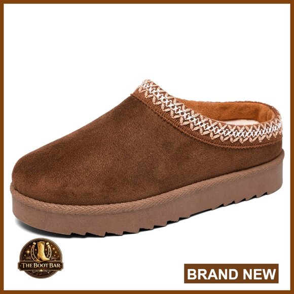 Shoes - Faux Fur Lined Platform Ankle Boots Slip-On Anti-Slip Winter Snow Boots